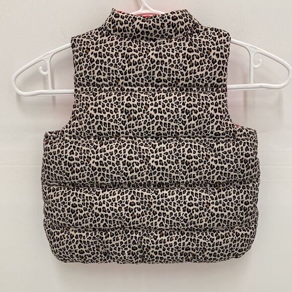 GAP Leopard Print Pink Accented Toddler Puffer Vest Size 2T - Picture 2 of 8